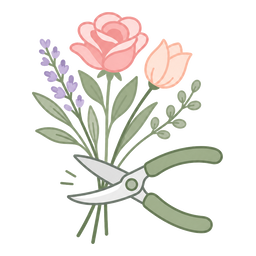 Florist snips cutting flower stems