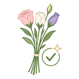 Bouquet of graded stems with a quality check mark